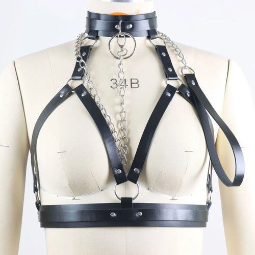 Collier Laisse SM + Soutien-gorge Ouvert – Harnaç Fetish BDSM