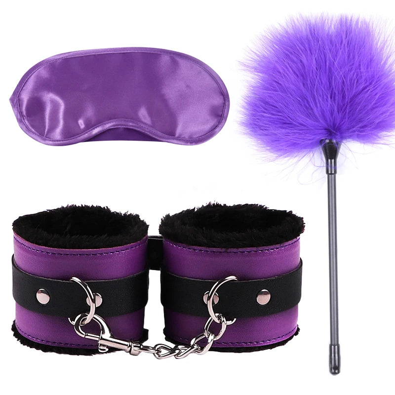 Kit Bondage Cuir & Plumes pour Femmes – Accessoires Érotiques