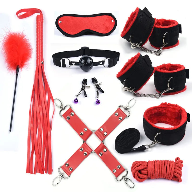 Kit BDSM Complet – Menottes, Fouet, Bâillon & Plug Anal Queue de Lapin