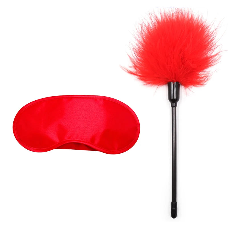 Kit Bondage Cuir & Plumes pour Femmes – Accessoires Érotiques