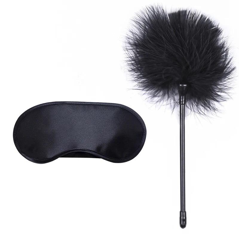 Kit Bondage Cuir & Plumes pour Femmes – Accessoires Érotiques