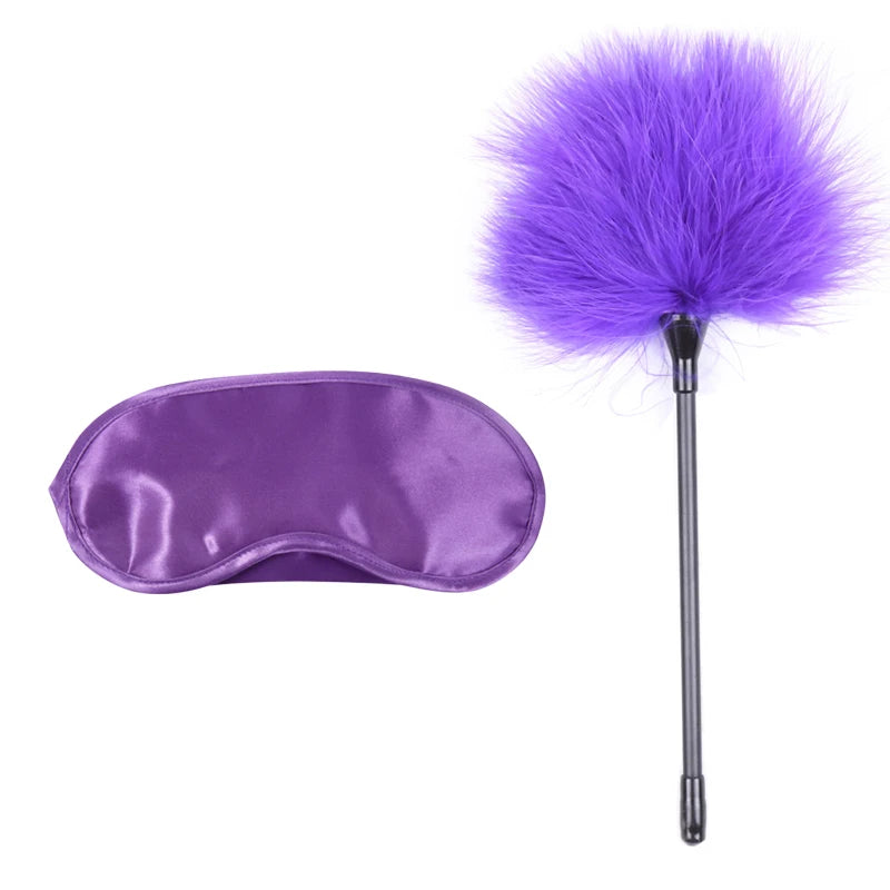Kit Bondage Cuir & Plumes pour Femmes – Accessoires Érotiques