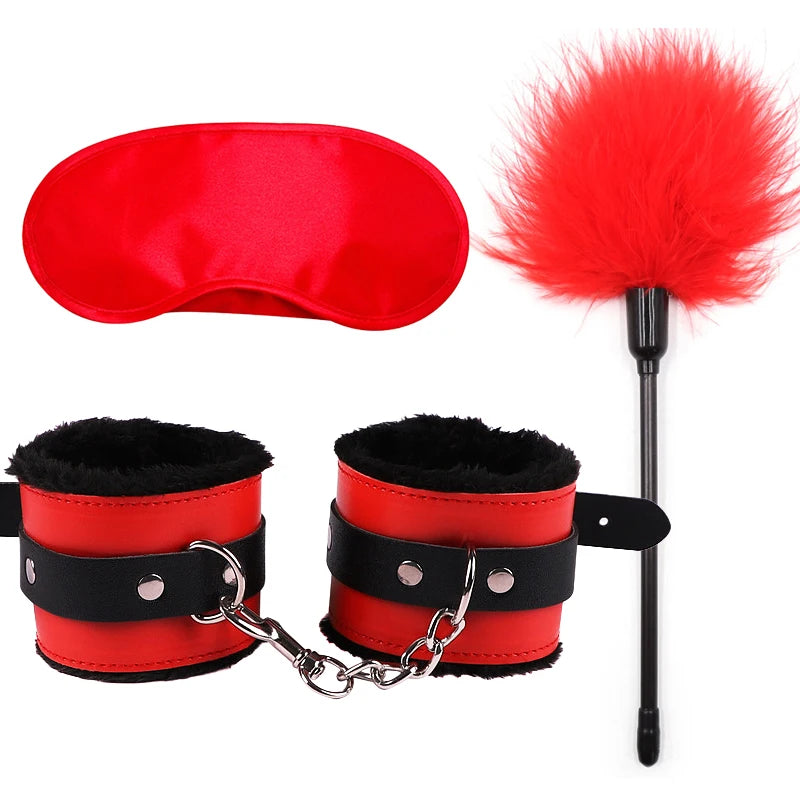 Kit Bondage Cuir & Plumes pour Femmes – Accessoires Érotiques