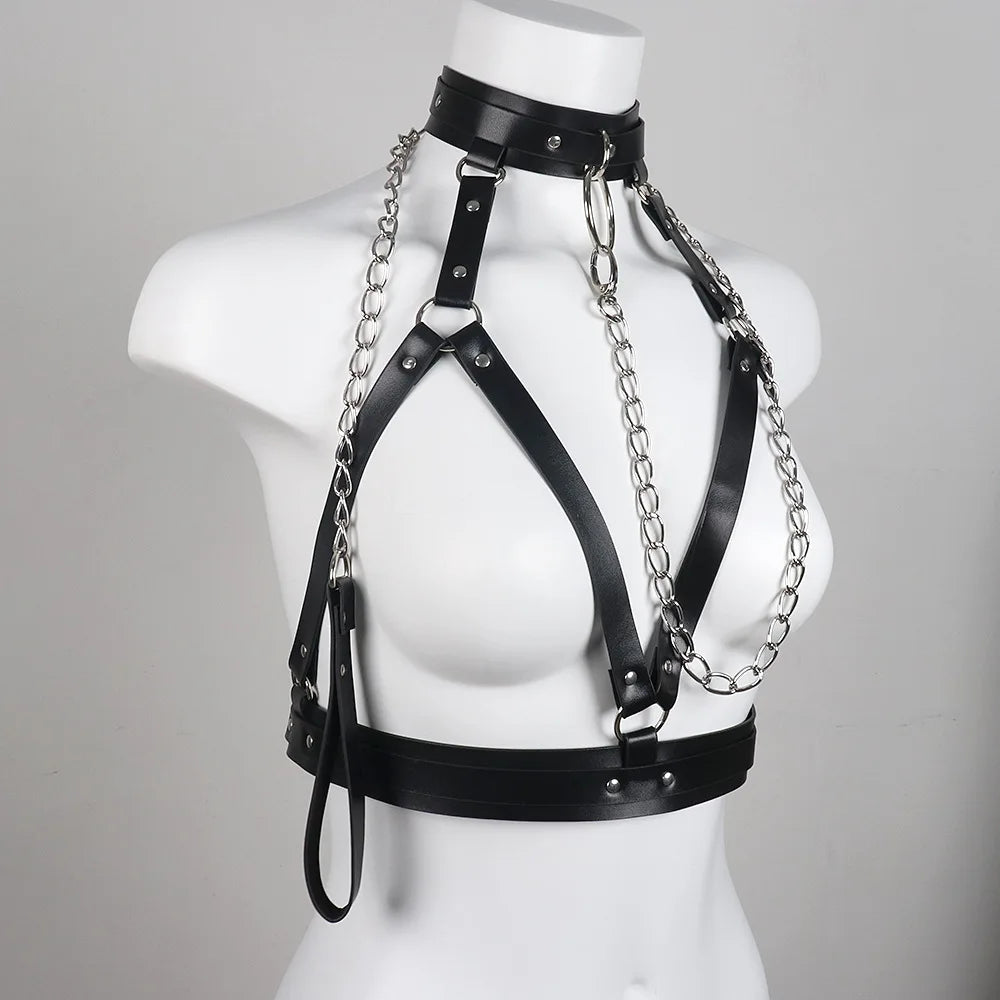 Collier Laisse SM + Soutien-gorge Ouvert – Harnaç Fetish BDSM
